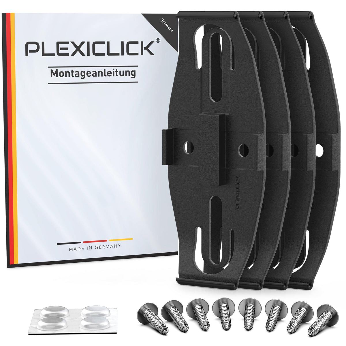 PLEXICLICK® V2 Kennzeichenhalter rahmenlos in Schwarz mit Montagematerial
